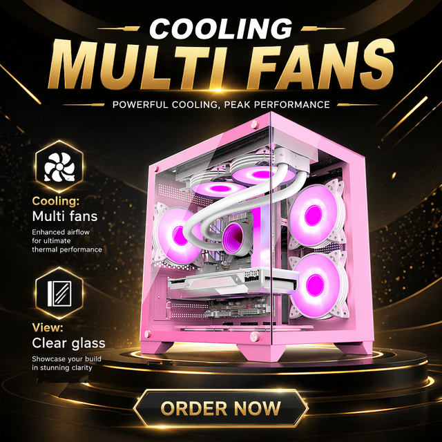 Gaming PC Case MicroATX Mid Tower with Tempered Glass Side Panel Steel Construction Horizontal Design for Gamers