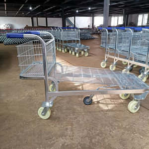 Chariot à chariot plat en acier zingué robuste avec roues Chariot logistique portable à traction manuelle Chariot à plate-forme plate pour shopping - Product Image 1