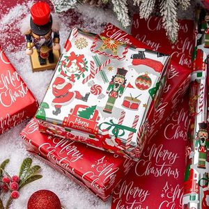 Papier d'emballage de Noël à motif Casse-Noisette, Canne du Père Noël, rouge et argenté, double face métallisée, pour cadeaux - Product Image 2