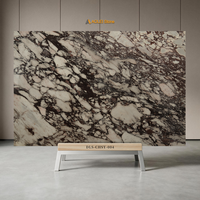 Grande dalle de marbre brun foncé veiné noir, marque AOLEI, finition polie, luxe moderne pour les espaces hôteliers et résidentiels