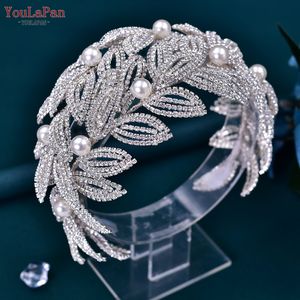 YouLaPan Diadema de Novia con Hojas, Tocado Nupcial, Accesorios para el Cabello de Mujer, Joyería Hecha a Mano, Tocado de Novia, Tiara para Concurso <span class=keywords><strong>HP411</strong></span> - Product Image 5