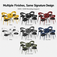 Ensemble de table à manger ronde avec chaises à structure en fer durable, mobilier de bistrot moderne jaune pour café, restaurant, centre commercial et hôtel