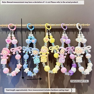 Tinh tế cô gái túi Keychain phim hoạt hình mới dễ thương hạt điện thoại di động mặt dây chuyền túi và điện thoại treo đồ trang trí ánh sáng Keychain - Product Image 2