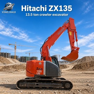 Excavatrice sur chenilles Hitachi 135 d'occasion, 14 tonnes, godet de 0,5 m³, marque japonaise d'origine, excavatrice de construction de taille moyenne, faible nombre d'heures, bon état - Product Image 1
