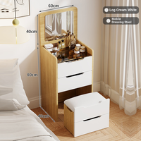 Table de maquillage moderne simple multifonctionnelle avec miroir rabattable et armoire de rangement super compacte