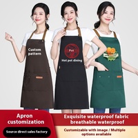 Vente en gros de tabliers à bretelles sans manches avec logo personnalisé vêtements de travail pour cuisine coréenne en coton/polyester imperméable à l'huile