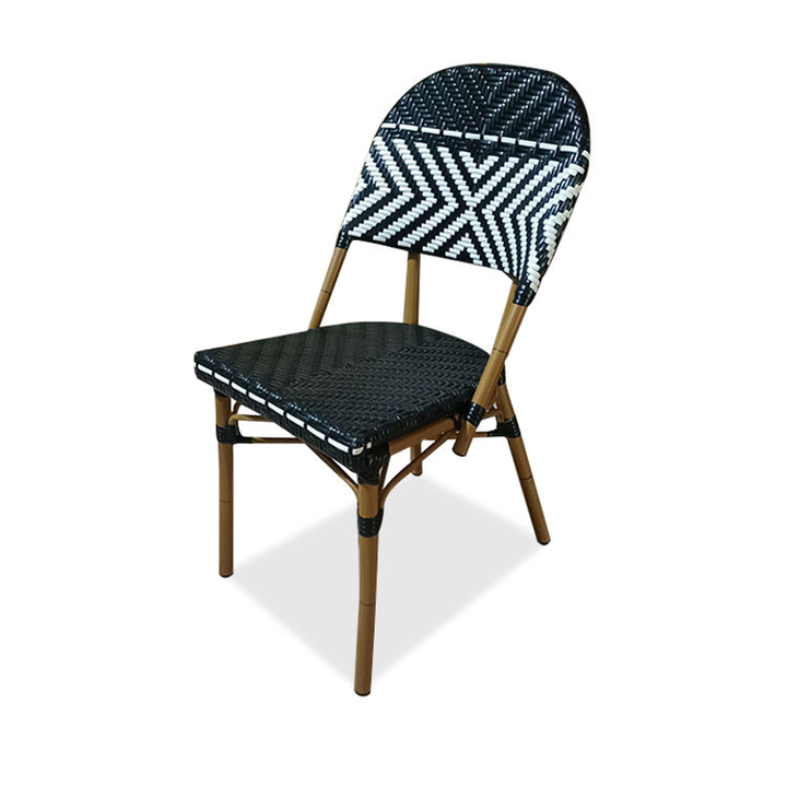 black aluminum frame metal and pe rattan woven garden chair