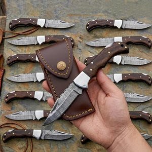 LOT de 20 couteaux pliants en acier Damas, couteaux de poche avec étui en cuir |   Couteau d'extérieur, couteau de camping |   Cadeau parfait - Product Image 2