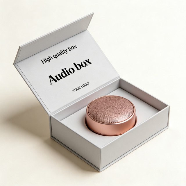 Luxury Flip Magnetic Packaging Box Custom logo Size Bluetooth Audio Gift Box Matte Laminate Smart Speakers Paper Box with Insert