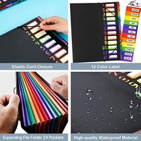 Classeur à languettes extensibles Rainbow Tab, 24 pochettes, format A4, organisateur durable, séparateurs en plastique résistants à l'eau pour la maison et le bureau
