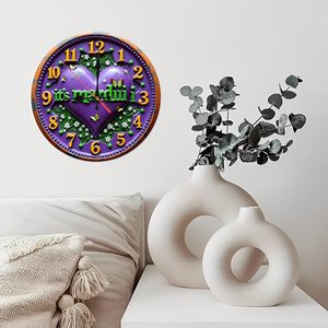 Round Wooden Wall <b>Clock</b> 25x25Cm Quiet Non Ticking For Study Room Office Decor - Product Image 2