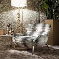 Chaise de Canapé Simple de Luxe Italien Léger | Chaise de Loisirs en Métal Imprimé Léopard Villa pour le Salon