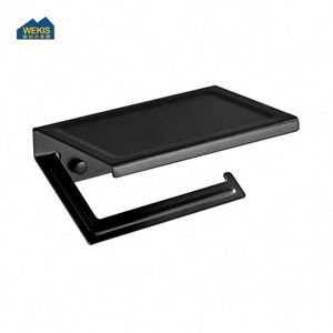 Porte-papier toilette mural en acier inoxydable 304 noir avec porte-serviettes et support pour téléphone, design moderne et écologique pour salle de bain - Product Image 5