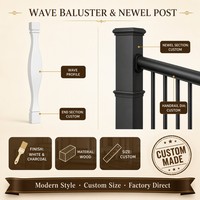 Balustre Ondulé Blanc et Poteau de Balustrade Gris pour Rampe d'Escalier Moderne, Taille Personnalisée, OEM