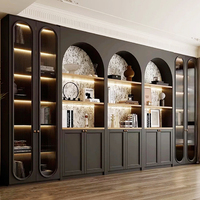Französischer Stil Traditionelles Vollständig Anpassbares Umweltfreundliches Modulares Holzhaus Arbeitszimmer Büro Vollwandige Gebogene Schranktüren Bücherregale
