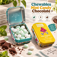 Boîte en métal rectangulaire personnalisée avec charnière en relief, en fer blanc recyclé, pour l'emballage de bonbons à mâcher, de menthes et de chocolats