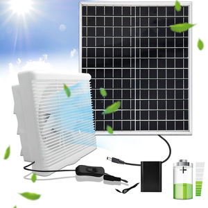 แผงโซลาร์เซลล์พร้อมพัดลม 20W 12V พัดลมระบายอากาศแบบแกนสำหรับเรือนกระจก ห้องใต้หลังคา โรงเรือนเลี้ยงไก่ บ้านสุนัข - Product Image 1