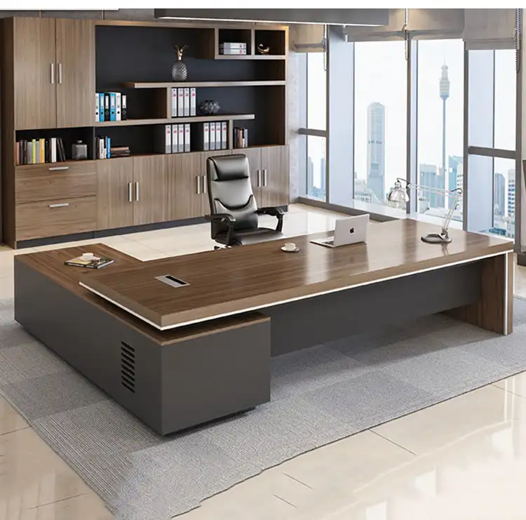 Mesa de lujo con forma de L para oficina, muebles de trabajo modernos, gerente de oficina