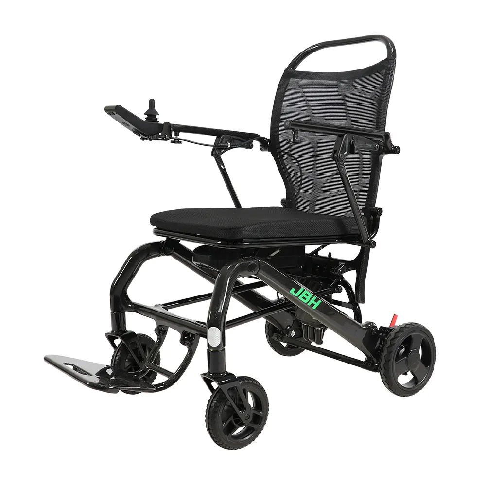 Karbonfaser-Rollstuhl Rehabilitationstherapiezubehör schwarzer Elektrostuhl Paraplegie Gelände-elektroroller für draußen