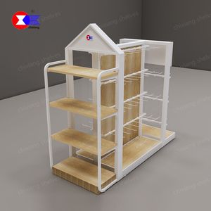 MINISO Nuevos estantes de estructura de metal y madera Tienda de comestibles de un dólar Grandes almacenes Estantes colgantes de mercancía - Product Image 5