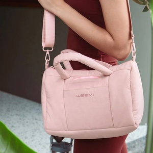 CHANGRONG Custom Mini <strong>Ladies</strong> Pink Nylon Sports <strong>Gym</strong> Puffer Duffle <strong>Bag</strong> - Product Image 5