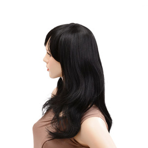 Parrucca Sintetica Nera Naturale per Donne Africane, con Frangia Lunga e Liscia, Vendita all'Ingrosso per il Commercio Estero - Product Image 5