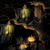Halloween décoration extérieure coloré suspendu fantôme effrayant squelette gaze horreur accessoires lumineux corps éclairé bras réglables
