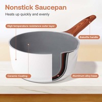 Casserole antiadhésive de 18 cm avec couvercle, casserole, marmite pour cuisinière, petites casseroles en céramique pour cuisiner avec bec verseur, poignée en bakélite