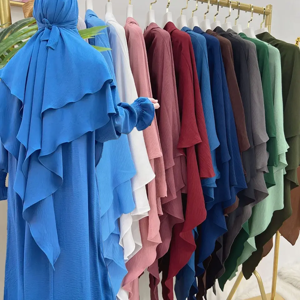 New Design Ramadan Eid Islamic Prayer Jilbab Khimar Solid Color Twoprayer Long Jilbab Hijab Long Khimar Hijab