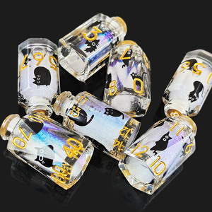 Juego de Dados DND con Forma de Botella de Poción Mágica, Diseño de Gato Negro, Núcleo Líquido Brillante, Dados Poliédricos para Juegos de Rol DND <span class=keywords><strong>RPG</strong></span> - Product Image 6