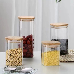 Ensemble de pots à épices en verre borosilicate artisanal de qualité alimentaire avec couvercle et cuillère en bambou pour la conservation de la fraîcheur - Product Image 4