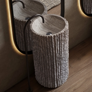 <span class=keywords><strong>Lavabo</strong></span> <span class=keywords><strong>sur</strong></span> <span class=keywords><strong>pied</strong></span> en résine de pierre artificielle de style Wabi Sabi pour la maison et l'hôtel, surface solide moderne - Product Image 3