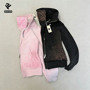 Completo da <span class=keywords><strong>Donna</strong></span> Personalizzato con Stampa a Pois, Tuta Sportiva alla Moda con Felpa con Doppia Cerniera e Pantaloni a Zampa, Set Due Pezzi - Product Image 2