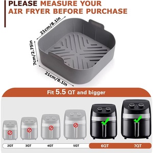 Silicone Baking Tray 21x21cm Square Non Slip For Air Fryer Pizza Tools - Product Image 4