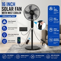 Ventilateur solaire électrique de 16 pouces avec lumière, ventilateur sur pied rechargeable à l'énergie solaire avec ampoules, ventilateur alimenté par l'énergie solaire pour la maison