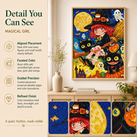 Kit de Peinture Diamant Moderne Premium : Motif Fille Magique Fantastique, Toile Écologique, Diamants de Formes Spéciales en Cristal
