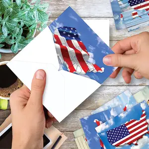 Greeting Cards with Envelopes Stickers American Flag Patriotic Thank You Cards for July 4th Memorial Day Military Veteran
