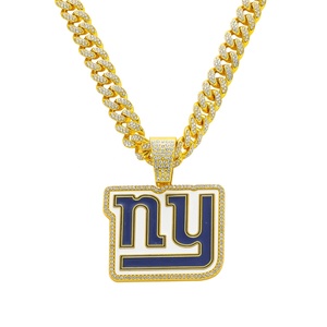 Groothandel New York Giants kampioenschap hanger ketting met vergulde/verzilverde Cuban Link ketting, modieus gepersonaliseerd juweel - Product Image 1