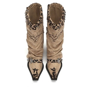 Bottines de cow-boy personnalisées à imprimé léopard pour femmes, bottines occidentales à la cheville, design mexicain, vente en gros - Product Image 5