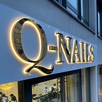 Rótulo Luminoso LED Personalizado con Logotipo 3D para Empresas, Letrero con Iluminación Trasera en Acrílico y Metal Dorado con Envío Gratuito