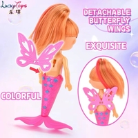 Belle poupée sirène de 6,5 pouces avec des ailes, des articulations, une poupée princesse, un jouet de mode, des cadeaux pour filles