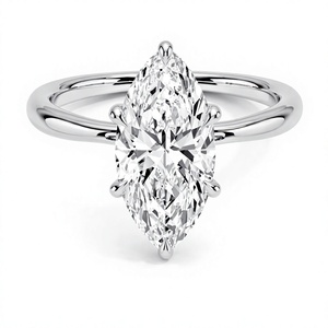 Anillo de Compromiso con Diamante de Laboratorio Corte Marquesa, Chapado en Oro de 18K/14K, Anillo con Diamante CVD, Halo Oculto, Certificado IGI, Anillo de Laboratorio para Mujer, Regalo - Product Image 4
