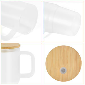 Tasse à café en <span class=keywords><strong>verre</strong></span> clair et dépoli <span class=keywords><strong>avec</strong></span> poignée de 20oz 590ml <span class=keywords><strong>avec</strong></span> couvercle en liège et <span class=keywords><strong>paille</strong></span> - Product Image 5