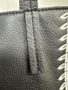 2025 tote bag ladies <b>handbag</b> leather bag sleek black striking <b>white</b> stitching bags bold contrast and a touch of decorative flair - Product Image 5