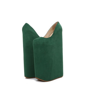 Talons de créateur célèbres pour femmes, talons ultra-hauts de 30 <span class=keywords><strong>cm</strong></span> en faux daim, talons compensés tendance pour femmes, escarpins uniques et élégants à enfiler pour femmes - Product Image 6