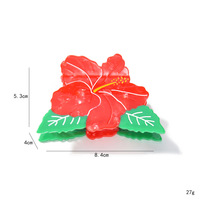 Pince à Cheveux Fleur Hibiscus Rouge en Acétate de Bonne Qualité pour Fille Hawaïenne, Accessoire de Vacances, Forme Florale Estivale, Épingle à Cheveux, Pince à Cheveux, Attache Cheveux