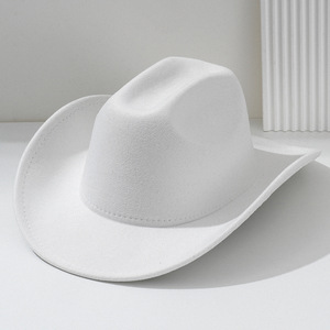 Mode classique couleur unie feutre large bord Fedora chapeau pour femmes hommes Western Cowboy chapeau <span class=keywords><strong>Jazz</strong></span> casquettes pour la fête en stock - Product Image 3
