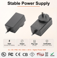 Adaptateur secteur fiable 24V 1.5A 36W, transformateur AC/DC à découpage homologué SAA, prise AU pour dispositifs médicaux et vidéosurveillance