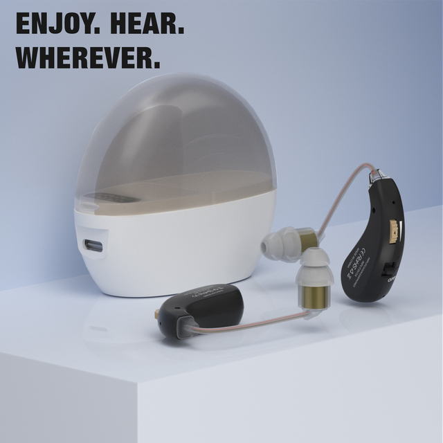 Omhealth ZT-02 Advanced Digital Rechargeable 2-Channel Hearing Aid for Seniors Superior Noise Cancelling Technology Long-Lasting