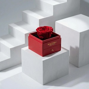 <strong>Custom</strong> Luxury Valentine's Day Wedding Gift Boxes Paperboard Preserved <strong>Flower</strong> <strong>Box</strong> with Gold Foil LOGO Recyclable Ribbon - Product Image 4